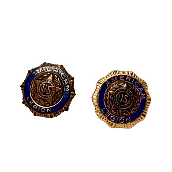 Lot of 2 US American Legion Vintage Tack Lapel Pin US Star One Screwback - Picture 1 of 6